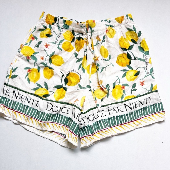 2/25 H&M Lemon Shorts Bermuda Culotte Resort Dressy Boxer Short Print viral - Picture 2 of 7